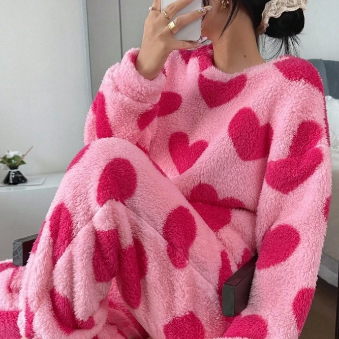 Summer House Clothing - Hot Pink Pyjamas Anzug Print Nachtwäsche