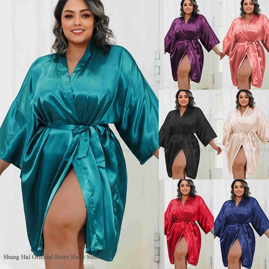 Summer House Clothing - Plus Größe Frauen Robe Halbe Hülse
