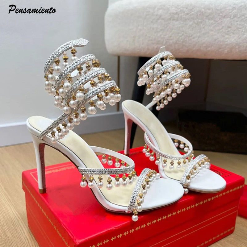 Summer Clothing Offers - Luxuriöse Gladiatorensandalen für Damen mit Strass,