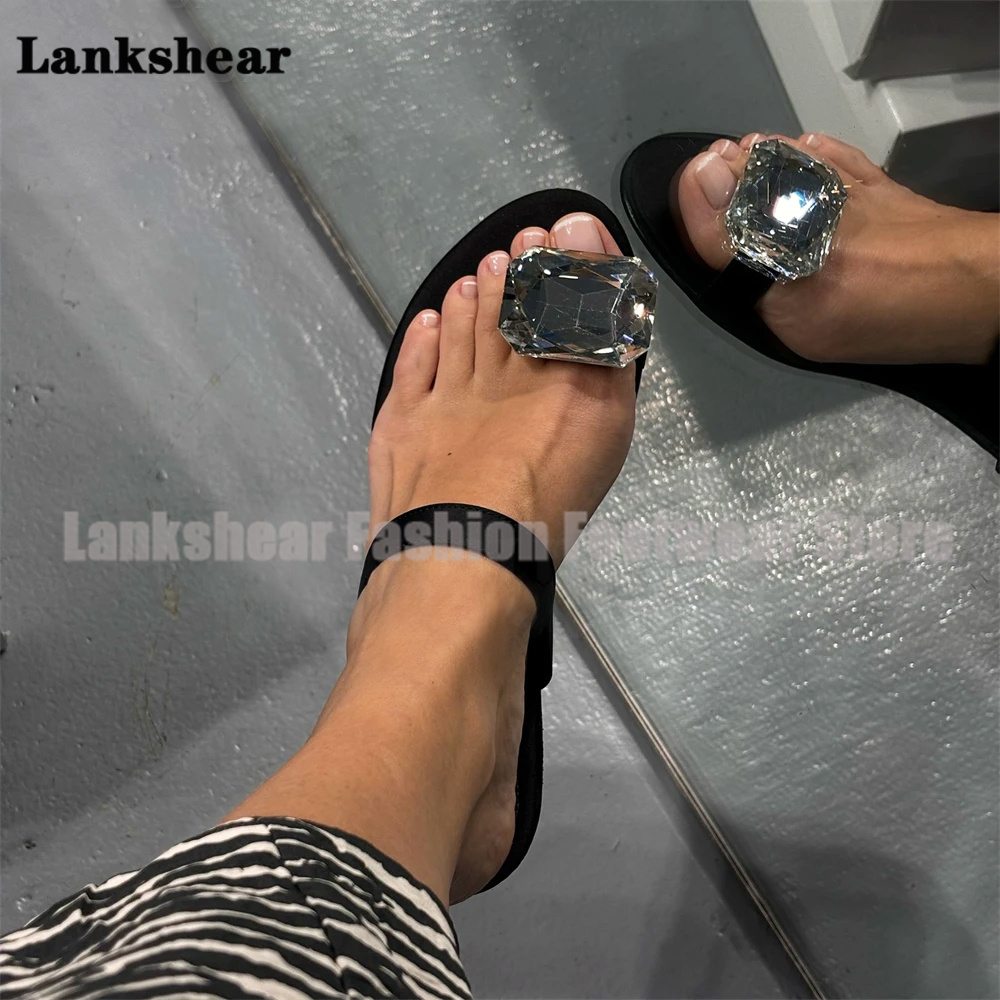 Flip Flop Jeweled - Silber Juwel Flache Hausschuhe Schwarz Wildleder