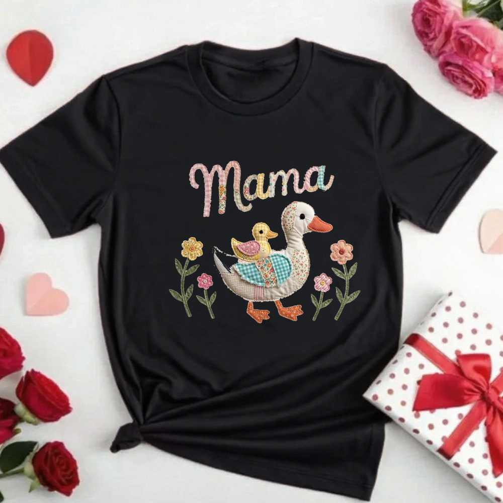 Summer Duck Clothing - Damen Sommer Mama Ente Patchwork T-Shirt