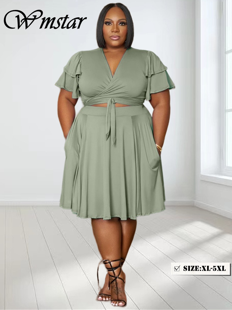 Summer Clothing Capsule - Wmstar 2 zweiteilige Frauen kleider V-Ausschnitt