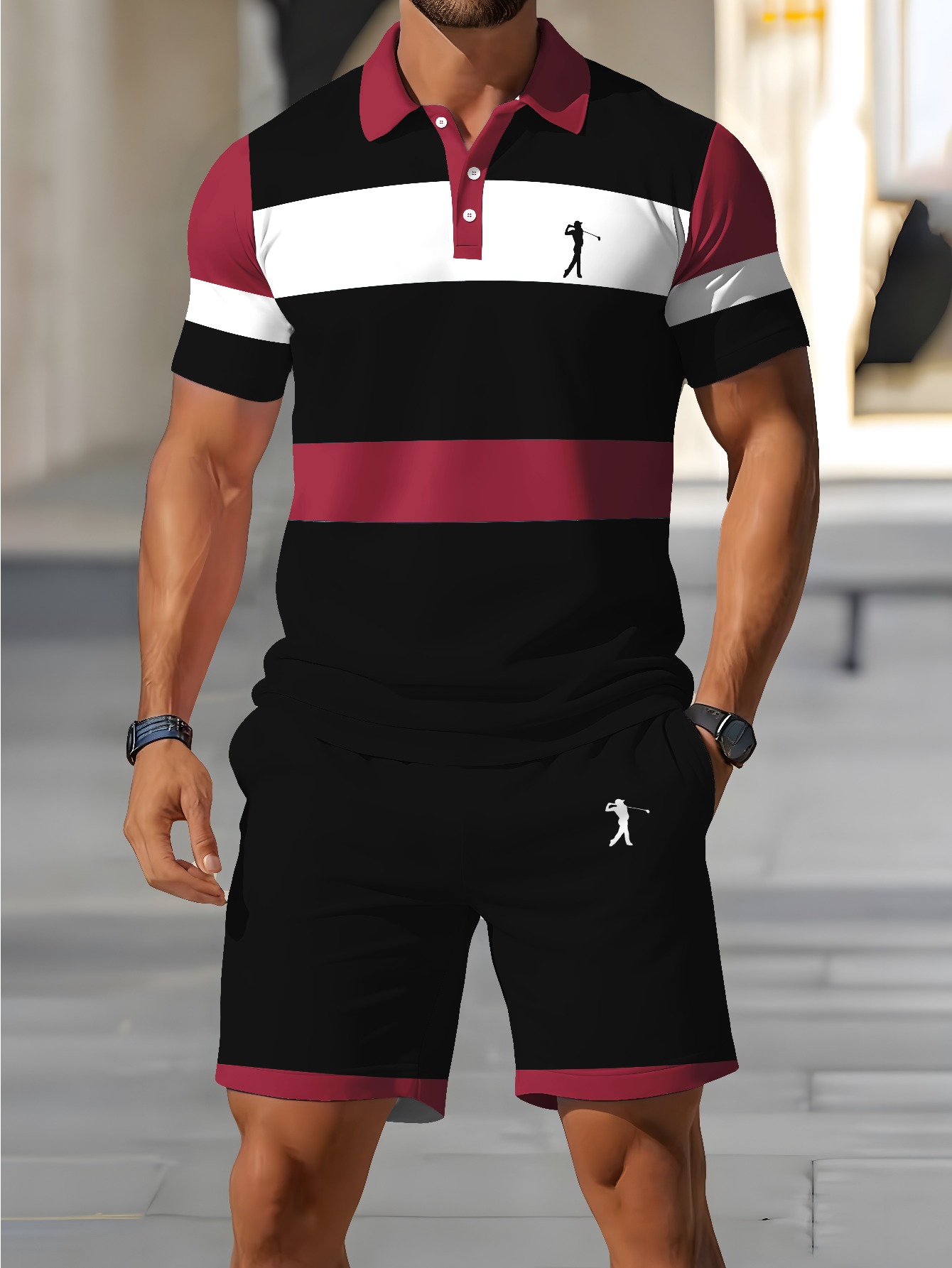 Summer Clothing Shops - 2026 Sommer Herren-Poloshirt-Set – 3D-gedrucktes Design,