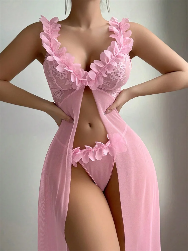 Rosa Blumen-Spitzen-Nachthemde – Summer Clothing Offers Bewertung und Preis